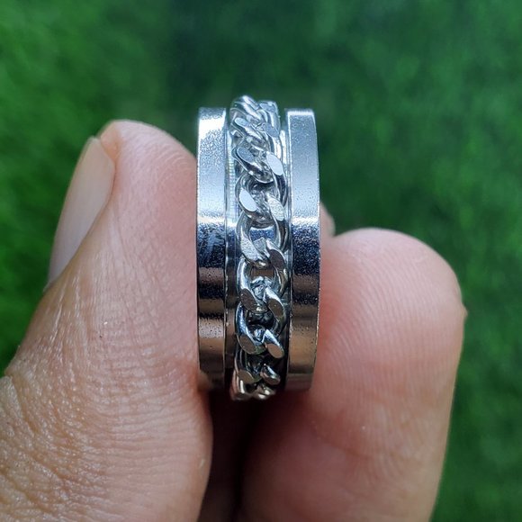 "8MM Stainless Steel Unisex Spinner Ring, AAAQL1017 - Picture 10 of 11